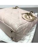 CHRISTIAN DIOR Mini Lady Dior Handbag with Shoulder Strap in Light Pink Cannage Lambskin – GHW (Year 2014)