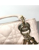 CHRISTIAN DIOR Mini Lady Dior Handbag with Shoulder Strap in Light Pink Cannage Lambskin – GHW (Year 2014)