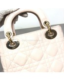 CHRISTIAN DIOR Mini Lady Dior Handbag with Shoulder Strap in Light Pink Cannage Lambskin – GHW (Year 2014)