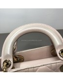 CHRISTIAN DIOR Mini Lady Dior Handbag with Shoulder Strap in Light Pink Cannage Lambskin – GHW (Year 2014)
