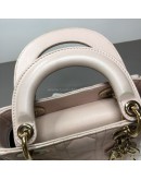 CHRISTIAN DIOR Mini Lady Dior Handbag with Shoulder Strap in Light Pink Cannage Lambskin – GHW (Year 2014)
