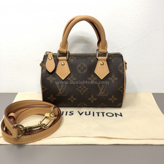 LOUIS VUITTON Monogram Nano Speedy with Shoulder Strap – GHW (Year 2025)