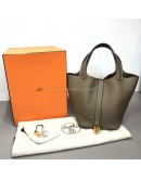 HERMES Picotin Lock 18 Taurillon Handbag in Etoupe – GHW (Stamp Z – Year 2021)