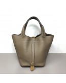 HERMES Picotin Lock 18 Taurillon Handbag in Etoupe – GHW (Stamp Z – Year 2021)