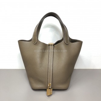 HERMES Picotin Lock 18 Taurillon Handbag in Etoupe – GHW (Stamp Z – Year 2021)