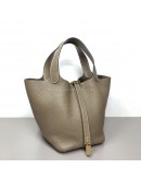 HERMES Picotin Lock 18 Taurillon Handbag in Etoupe – GHW (Stamp Z – Year 2021)