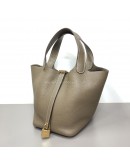 HERMES Picotin Lock 18 Taurillon Handbag in Etoupe – GHW (Stamp Z – Year 2021)