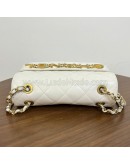 CHANEL Enchained Small Flap Bag in White Calfskin – Aged Gold Hardware (29 Series – Year 2019)