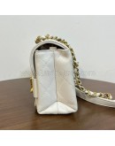 CHANEL Enchained Small Flap Bag in White Calfskin – Aged Gold Hardware (29 Series – Year 2019)