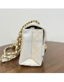 CHANEL Enchained Small Flap Bag in White Calfskin – Aged Gold Hardware (29 Series – Year 2019)