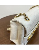 CHANEL Enchained Small Flap Bag in White Calfskin – Aged Gold Hardware (29 Series – Year 2019)