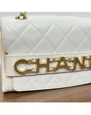 CHANEL Enchained Small Flap Bag in White Calfskin – Aged Gold Hardware (29 Series – Year 2019)