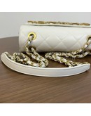 CHANEL Enchained Small Flap Bag in White Calfskin – Aged Gold Hardware (29 Series – Year 2019)