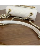 CHANEL Enchained Small Flap Bag in White Calfskin – Aged Gold Hardware (29 Series – Year 2019)
