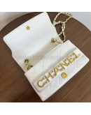CHANEL Enchained Small Flap Bag in White Calfskin – Aged Gold Hardware (29 Series – Year 2019)