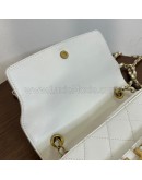 CHANEL Enchained Small Flap Bag in White Calfskin – Aged Gold Hardware (29 Series – Year 2019)
