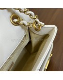 CHANEL Enchained Small Flap Bag in White Calfskin – Aged Gold Hardware (29 Series – Year 2019)