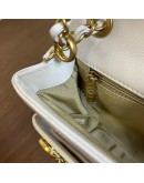 CHANEL Enchained Small Flap Bag in White Calfskin – Aged Gold Hardware (29 Series – Year 2019)