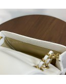 CHANEL Enchained Small Flap Bag in White Calfskin – Aged Gold Hardware (29 Series – Year 2019)