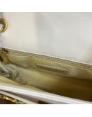 CHANEL Enchained Small Flap Bag in White Calfskin – Aged Gold Hardware (29 Series – Year 2019)