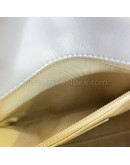 CHANEL Enchained Small Flap Bag in White Calfskin – Aged Gold Hardware (29 Series – Year 2019)