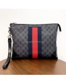 GUCCI Grey GG Supreme with Navy Reb Web Stripe Clutch Bag – SHW