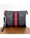 GUCCI Grey GG Supreme with Navy Reb Web Stripe Clutch Bag – SHW