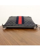 GUCCI Grey GG Supreme with Navy Reb Web Stripe Clutch Bag – SHW