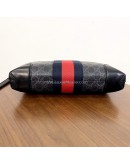 GUCCI Grey GG Supreme with Navy Reb Web Stripe Clutch Bag – SHW