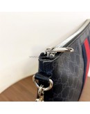 GUCCI Grey GG Supreme with Navy Reb Web Stripe Clutch Bag – SHW