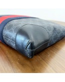 GUCCI Grey GG Supreme with Navy Reb Web Stripe Clutch Bag – SHW