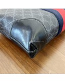 GUCCI Grey GG Supreme with Navy Reb Web Stripe Clutch Bag – SHW