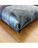 GUCCI Grey GG Supreme with Navy Reb Web Stripe Clutch Bag – SHW