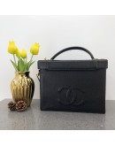 CHANEL Vintage Medium Vanity Case Handbag with Shoulder Strap - GHW