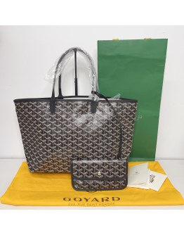 GOYARD Saint Louis PM Tote Bag in Black Goyardine Canvas with Detachable Pouch (Year 2026)