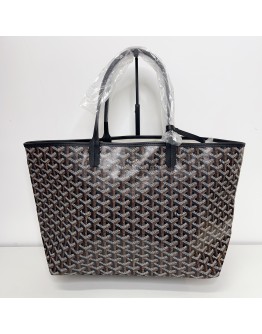 GOYARD Saint Louis PM Tote Bag in Black Goyardine Canvas with Detachable Pouch (Year 2026)