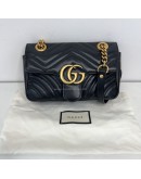 GUCCI GG Marmont Small Shoulder Bag in Black Lambskin – GHW