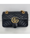 GUCCI GG Marmont Small Shoulder Bag in Black Lambskin – GHW