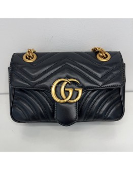 GUCCI GG Marmont Small Shoulder Bag in Black Lambskin – GHW