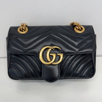 GUCCI GG Marmont Small Shoulder Bag in Black Lambskin – GHW