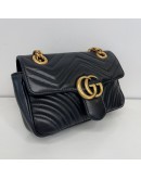GUCCI GG Marmont Small Shoulder Bag in Black Lambskin – GHW
