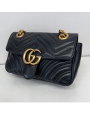 GUCCI GG Marmont Small Shoulder Bag in Black Lambskin – GHW