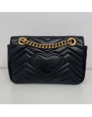 GUCCI GG Marmont Small Shoulder Bag in Black Lambskin – GHW
