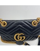GUCCI GG Marmont Small Shoulder Bag in Black Lambskin – GHW