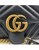 GUCCI GG Marmont Small Shoulder Bag in Black Lambskin – GHW