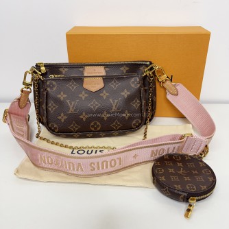 LOUIS VUITTON Monogram Multi Pochette Accessoires with Pink Shoulder Strap – GHW (Year 2020)