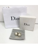 CHRISTIAN DIOR Tribales Earrings (Gold Finish Metal & White Resin Pearls)