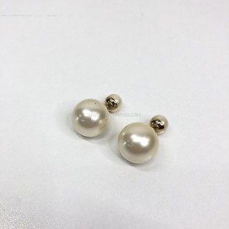 CHRISTIAN DIOR Tribales Earrings (Gold Finish Metal & White Resin Pearls)