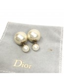 CHRISTIAN DIOR Tribales Earrings (Gold Finish Metal & White Resin Pearls)