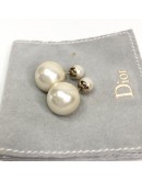 CHRISTIAN DIOR Tribales Earrings (Gold Finish Metal & White Resin Pearls)